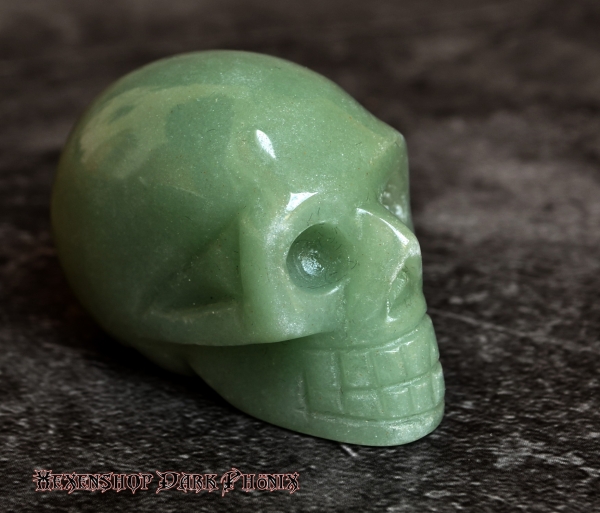 Hexenshop Dark Phönix Jade Kristallschädel Hejkal Totenkopf Halbedelstein